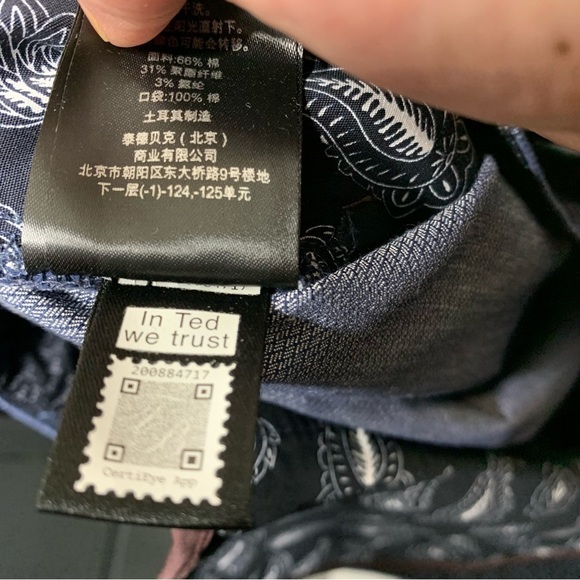 Ted Baker Chambray Straight Pants Sz 36X32 Blue Herringbone Casual Dress Chino - Picture 13 of 15